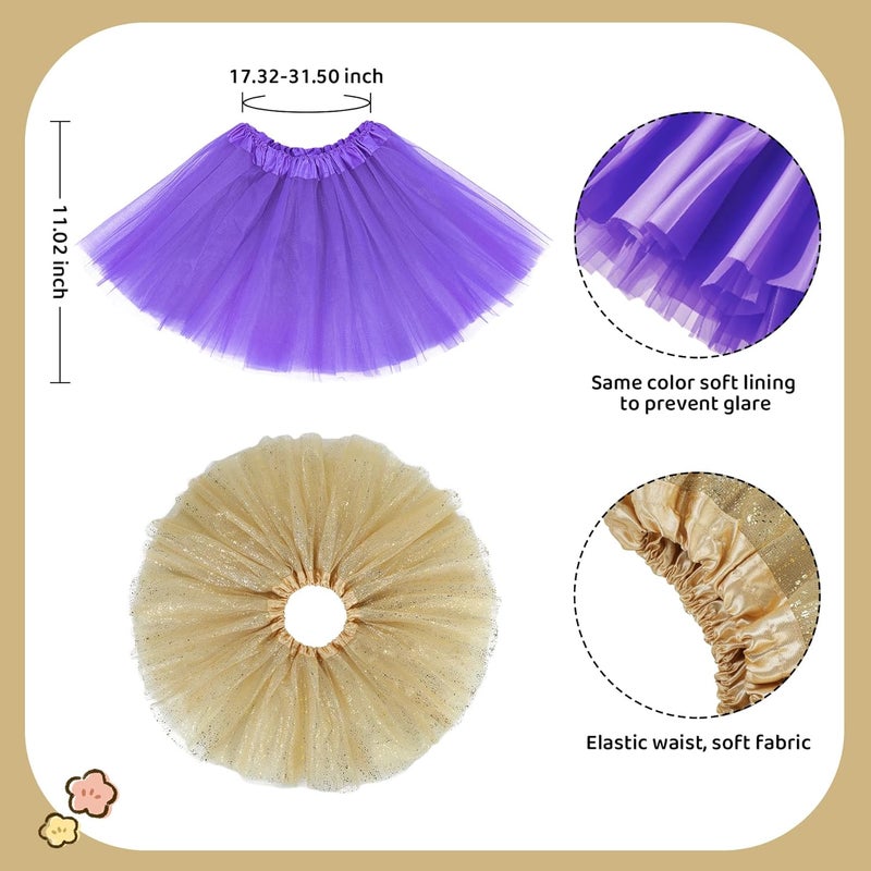Zando Sparkle Tutu for Toddler Girls Kids 3 Layers 2-8 Years Halloween Princess Birthday Elastic Puffy Tulle Dance Skirt - Image 2